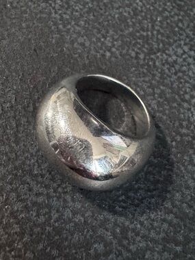 Polished Silver Dome Statement Ring - Classic Women's Jewelry size 8
